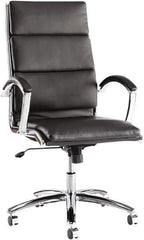 ALERA - 45-1/4" High High Back Chair - 24" Wide x 27-1/4" Deep, Leather Seat, Black - Best Tool & Supply