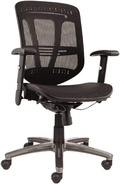 ALERA - 43-3/8" High Mid Back Chair - 25" Wide x 25-1/2" Deep, Mesh Seat, Black - Best Tool & Supply