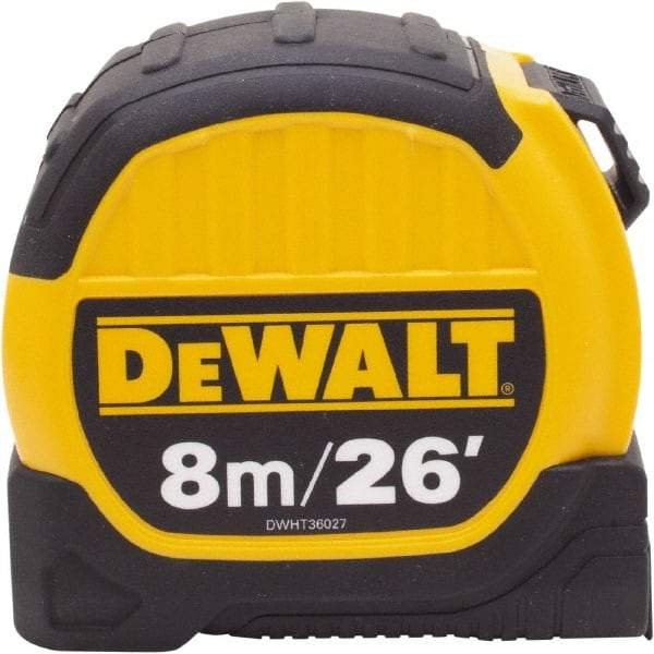 DeWALT - 26' x 1-1/8" Tape Measure - 1/16" & 1 cm Graduation, Inch & Metric Graduation Style - Best Tool & Supply