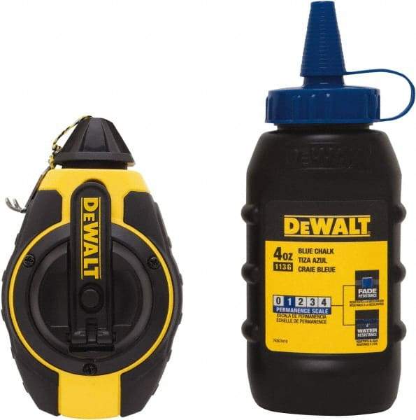 DeWALT - 100' Long Reel & Chalk Set - Yellow & Black, Includes 4 oz Blue Chalk - Best Tool & Supply