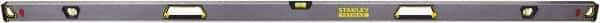 Stanley - 72" Long 3 Vial Box Beam Level - Aluminum, Black/Silver/Yellow, 1 Level & 2 Plumb Vials - Best Tool & Supply