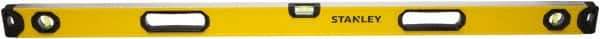 Stanley - 48" Long 3 Vial Box Beam Level - Aluminum, Yellow, 1 Level & 2 Plumb Vials - Best Tool & Supply