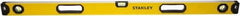 Stanley - 48" Long 3 Vial Box Beam Level - Aluminum, Yellow, 1 Level & 2 Plumb Vials - Best Tool & Supply