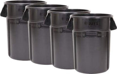 Rubbermaid - 55 Gal Gray Round Trash Can - Polyethylene, None Graphic, 33.2" High, Lid Not Included - Best Tool & Supply