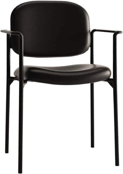 Basyx - Leather Black Stacking Chair - Black Frame, 23-1/4" Wide x 21" Deep x 32-3/4" High - Best Tool & Supply