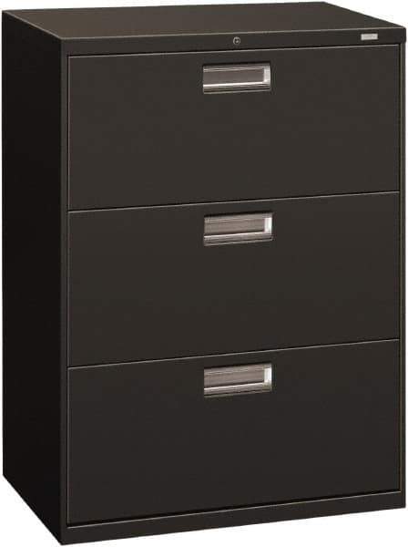 Hon - 30" Wide x 40.88" High x 19-1/4" Deep, 3 Drawer Roll-Out - Steel, Charcoal - Best Tool & Supply