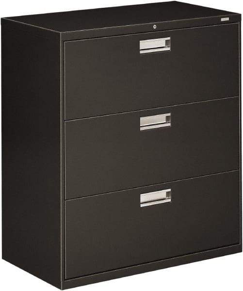 Hon - 36" Wide x 40.88" High x 19-1/4" Deep, 3 Drawer Lateral File - Steel, Charcoal - Best Tool & Supply