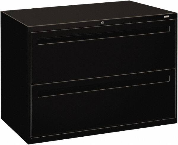 Hon - 42" Wide x 28.38" High x 19-1/4" Deep, 2 Drawer Lateral File - Steel, Black - Best Tool & Supply