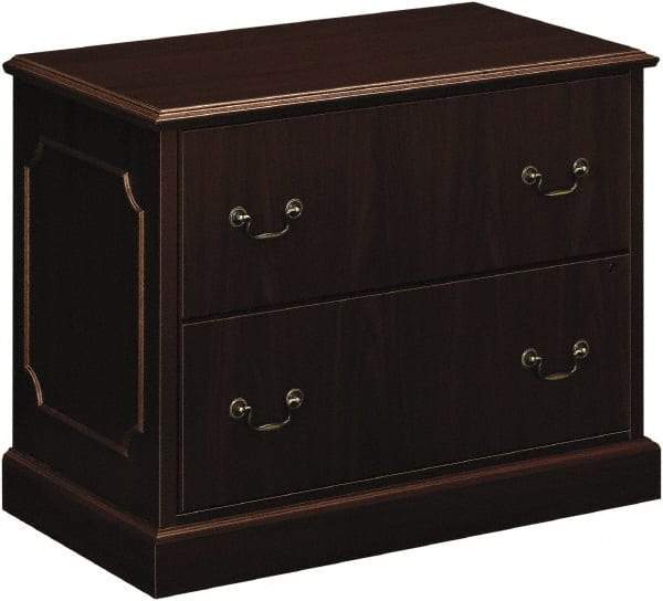 Hon - 37-1/2" Wide x 29-1/2" High x 20-1/2" Deep, 2 Drawer Lateral File - Laminated, Mahogany - Best Tool & Supply