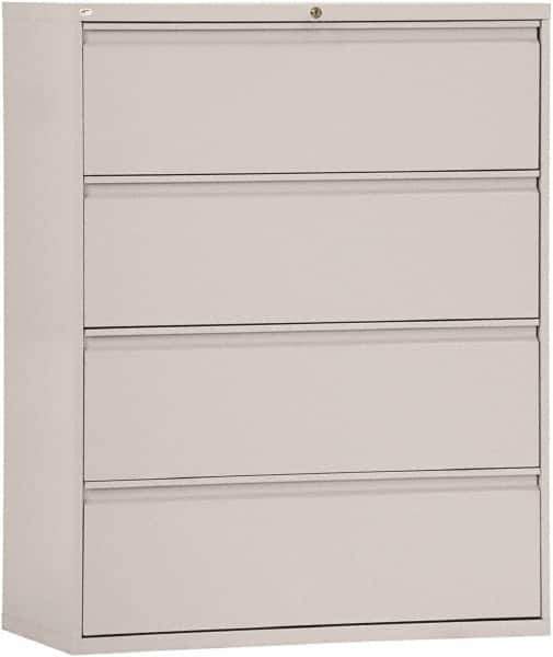 ALERA - 42" Wide x 53-1/4" High x 19-1/4" Deep, 4 Drawer Lateral File - Steel, Light Gray - Best Tool & Supply