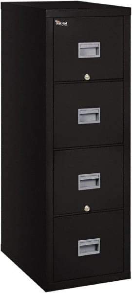 FireKing - 17-3/4" Wide x 52-3/4" High x 25" Deep, 4 Drawer Pedestal - Steel, Black - Best Tool & Supply