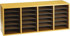 Safco - 39-1/4" Wide x 16-1/4" High x 11-3/4" Deep Laminated Compressed Wood Document Organizer - 24 Compartments, Medium Oak, 9" Wide x 2-1/4" High x 11-1/2" Deep Compartment - Best Tool & Supply