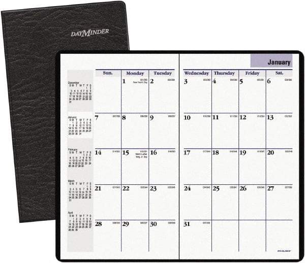 DayMinder - 24 Sheet, 8-1/8 x 10-7/8", Monthly Planner - Black - Best Tool & Supply