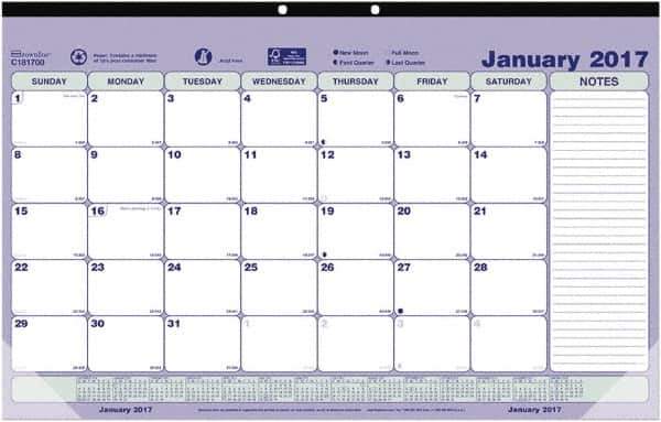 Brownline - 12 Sheet, 6-7/8 x 8-3/4", Desk Pad Calendar - Blue, White & Green - Best Tool & Supply