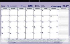 Brownline - 12 Sheet, 6-7/8 x 8-3/4", Desk Pad Calendar - Blue, White & Green - Best Tool & Supply