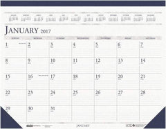 House of Doolittle - 12 Sheet, 8-1/2 x 11", Desk Pad Calendar - White & Blue - Best Tool & Supply