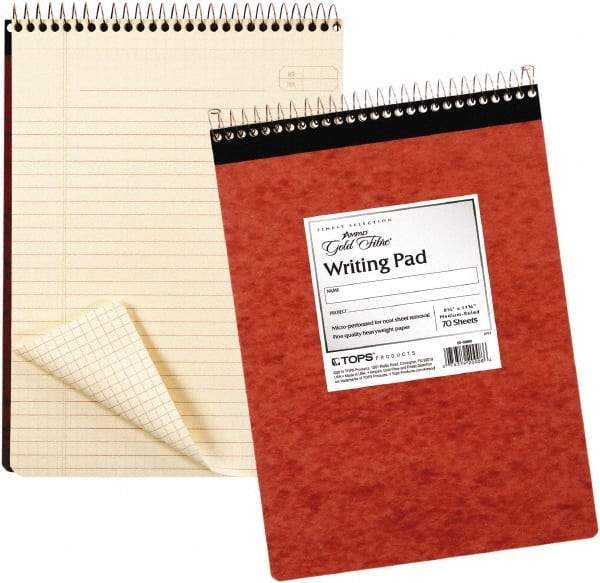 AMPAD - 70 Sheet, 6-7/8 x 8-3/4", Legal/Wide (Style) Wire Bound Notebook - Red - Best Tool & Supply