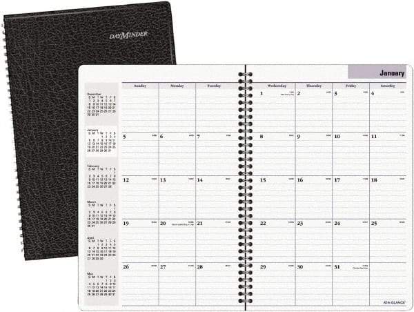 DayMinder - 24 Sheet, 7-7/8 x 11-7/8", Monthly Planner - Black - Best Tool & Supply