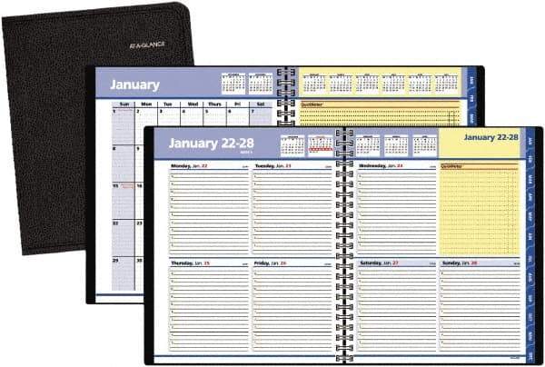 AT-A-GLANCE - 38 Sheet, 8 x 9-7/8", Weekly/Monthly Planner - Black - Best Tool & Supply