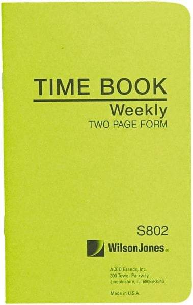 Wilson Jones - 36 Sheet, 4-1/8 x 6-3/4", Foreman\x92s Time Book - White - Best Tool & Supply