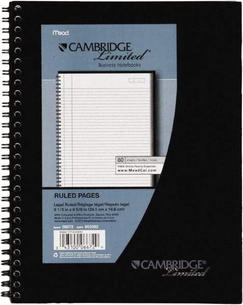 Cambridge - 80 Sheet, 4 x 8", Legal (Style) Meeting Notebook - Black - Best Tool & Supply