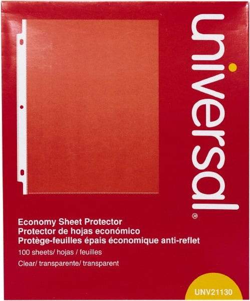 UNIVERSAL - 100 Piece Clear Sheet Protectors-Ring Binder - 11" High x 8-1/2" Wide - Best Tool & Supply