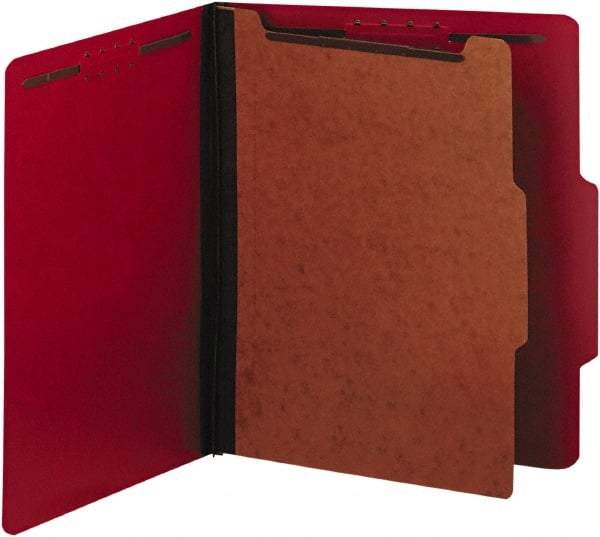 UNIVERSAL - 8-1/2 x 11", Letter Size, Ruby Red, Classification Folders with Top Tab Fastener - 25 Point Stock, Right of Center Tab Cut Location - Best Tool & Supply