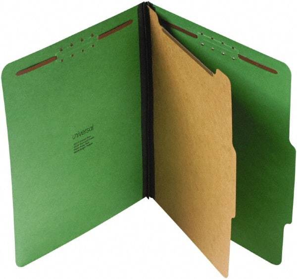 UNIVERSAL - 8-1/2 x 11", Letter Size, Emerald Green, Classification Folders with Top Tab Fastener - 25 Point Stock, Right of Center Tab Cut Location - Best Tool & Supply