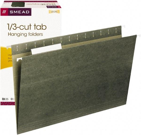 SMEAD - 9-1/4 x 14-1/2", Legal, Standard Green, Hanging File Folder - 11 Point Stock, 1/3 Tab Cut Location - Best Tool & Supply