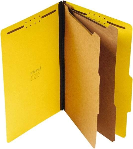 UNIVERSAL - 9-1/2 x 14-1/2", Legal, Yellow, Classification Folders with Top Tab Fastener - 25 Point Stock, Right of Center Tab Cut Location - Best Tool & Supply