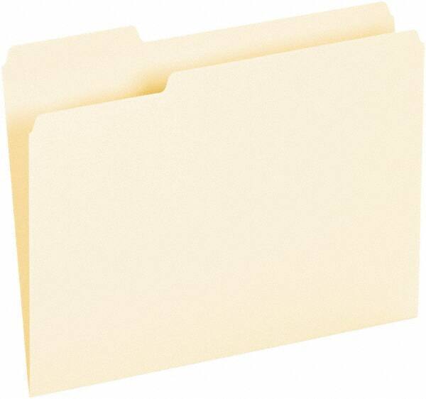 UNIVERSAL - 8-1/2 x 11", Letter Size, Manila, File Folders with Top Tab - Assorted Tab Cut Location - Best Tool & Supply