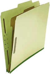 UNIVERSAL - 8-1/2 x 11", Letter Size, Green, Classification Folders with Top Tab Fastener - 25 Point Stock, Right of Center Tab Cut Location - Best Tool & Supply