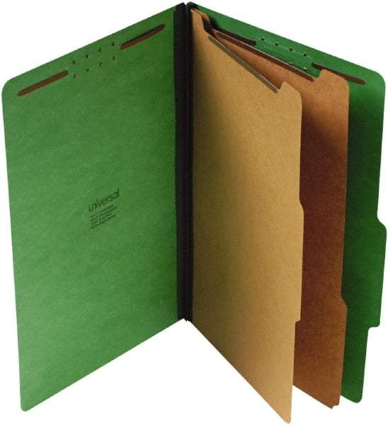 UNIVERSAL - 9-1/2 x 14-1/2", Legal, Emerald Green, Classification Folders with Top Tab Fastener - 25 Point Stock, Right of Center Tab Cut Location - Best Tool & Supply