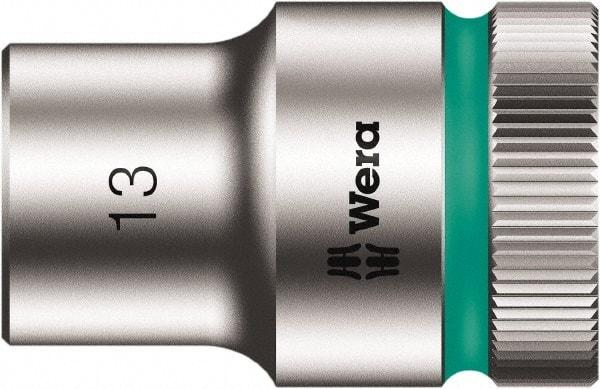 Wera - 1/2" Drive, Standard Hand Socket - 6 Points, Chrome Vanadium, Chrome Finish - Best Tool & Supply