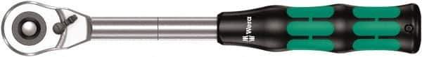 Wera - 1/2" Drive Pear Head Ratchet - Chrome Vanadium Finish, 11" OAL, 72 Gear Teeth, Ergonomic Cushion Grip Handle - Best Tool & Supply