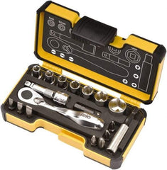 Felo - 18 Piece, 1/4" Drive Screwdriver Mini-Ratchet Bit Kit - #1 to #3 Phillips, 3/16, 1/4 & 9/32" Slotted - Best Tool & Supply