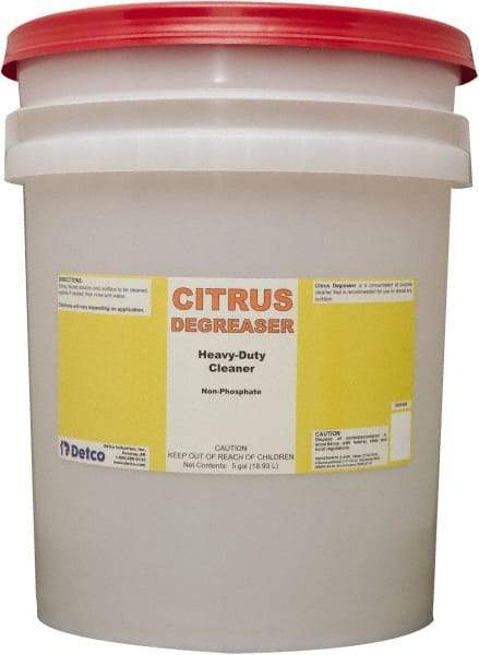 Detco - 5 Gal Bucket Cleaner/Degreaser - Liquid, Butyl-Based, Citrus - Best Tool & Supply