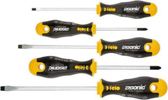 Felo - 5 Piece Phillips & Slotted Screwdriver Set - Bit Sizes: Philips #1 to #2, Comes in Cardboard/Plastic Window - Best Tool & Supply