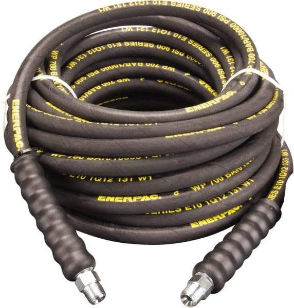 Enerpac - 3/8" Inside Diam x 3/8 NPT 30' Hydraulic Pump Hose - 10,000 psi, 3/8 NPTF Male Opposite End, Rubber - Best Tool & Supply