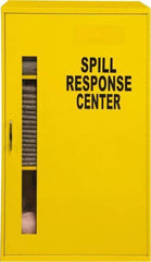 Durham - 1 Door, 2 Shelf, Yellow Steel Wall Mount Spill Control/Respirator Safety Cabinet - 32-3/4" High x 19-7/8" Wide x 14-1/4" Deep, Manual Closing Door, Full Length Plexiglass Window - Best Tool & Supply