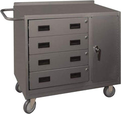 Durham - 1,200 Lb Capacity, 18" Wide x 36" Long x 39-3/4" High Mobile Cart - 1 Door, 4 Drawer, 1 Shelf, Steel, 2 Rigid/2 Swivel Casters - Best Tool & Supply