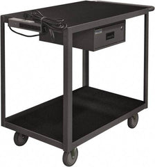 Durham - 1,200 Lb Capacity, 24" Wide x 36" Long x 39-1/2" High Instrument Cart - 1 Drawer, 2 Shelf, Steel, 2 Rigid/2 Swivel Casters - Best Tool & Supply