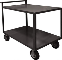 Durham - 1,500 Lb Capacity, 24" Wide x 48" Long x 39-7/16" High Service Cart - 2 Shelf, Steel, 2 Rigid/2 Swivel Casters - Best Tool & Supply