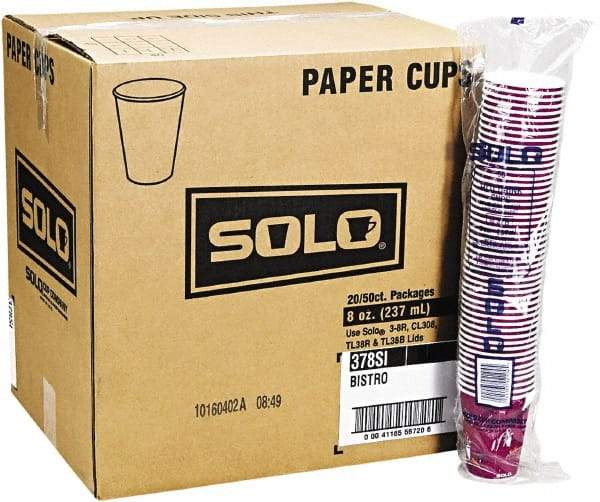 Solo - Bistro Design Hot Drink Cups, Paper, 12 oz, 50/Bag, 20 Bags/Carton - Maroon - Best Tool & Supply