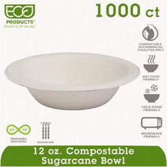 ECO PRODUCTS - Renewable & Compostable Sugarcane Bowls - 12 oz, 50/PK, 20 PK/CT - White - Best Tool & Supply