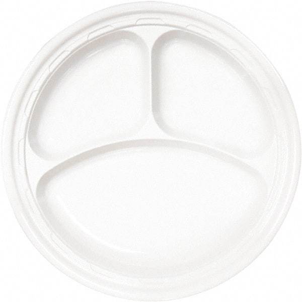 DART - Famous Service Plastic Dinnerware, Plate, 3-Comp, 10-1/4" Diam - White - Best Tool & Supply