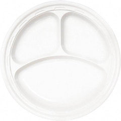 DART - Famous Service Plastic Dinnerware, Plate, 3-Comp, 10-1/4" Diam - White - Best Tool & Supply