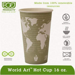 ECO PRODUCTS - World Art Renewable Compostable Hot Cups, 16 oz, 50/PK, 20 PK/CT - World Art Design - Best Tool & Supply