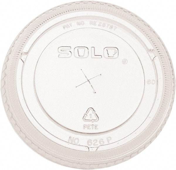 Solo - PETE Flat Straw-Slot Cold Cup Lids, Fits 16-24 oz, 100/Pack, 10 Packs/Carton - Clear - Best Tool & Supply