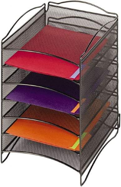 Safco - 10-1/4" Wide x 12-3/4" Deep x 15-1/4" High, 6 Compartments, Steel Desk Top Organizer - Black, 9-1/2" Compartment Width x 1" Compartment Depth x 12" Compartment Height - Best Tool & Supply